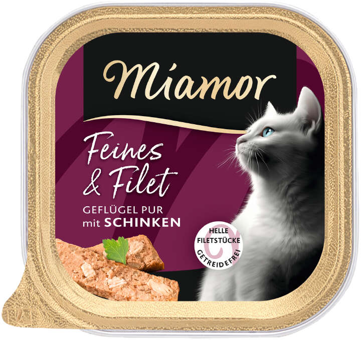 Miamor Katzen-Nassfutter Feines & Filet Geflügel Pur mit Schinken